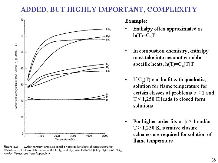 ADDED, BUT HIGHLY IMPORTANT, COMPLEXITY Example: • Enthalpy often approximated as h(T)=Cp. T •