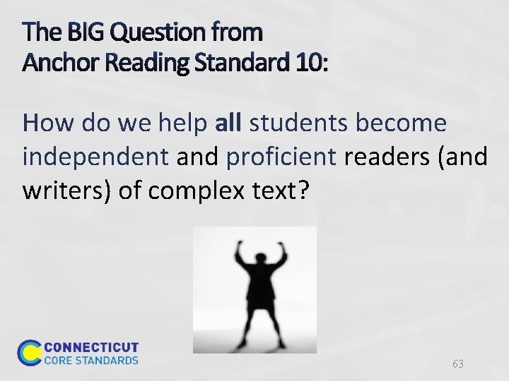 The BIG Question from Anchor Reading Standard 10: How do we help all students