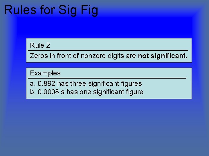 Rules for Sig Fig Rule 2 Zeros in front of nonzero digits are not