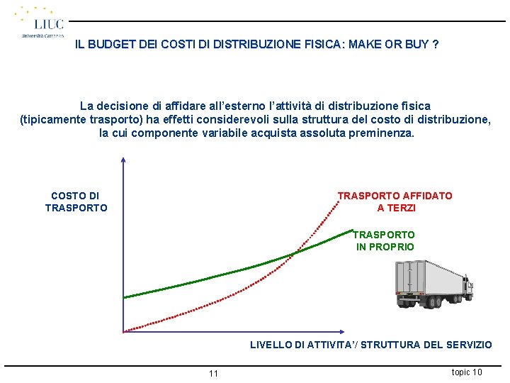 IL BUDGET DEI COSTI DI DISTRIBUZIONE FISICA: MAKE OR BUY ? La decisione di