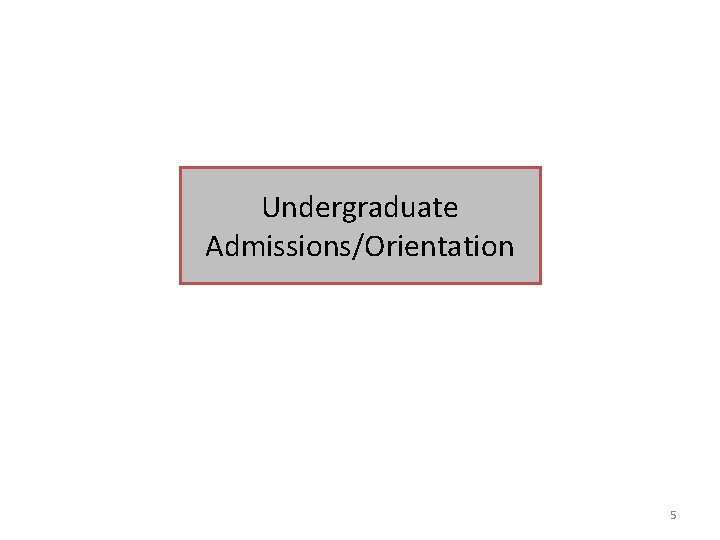 Undergraduate Admissions/Orientation 5 