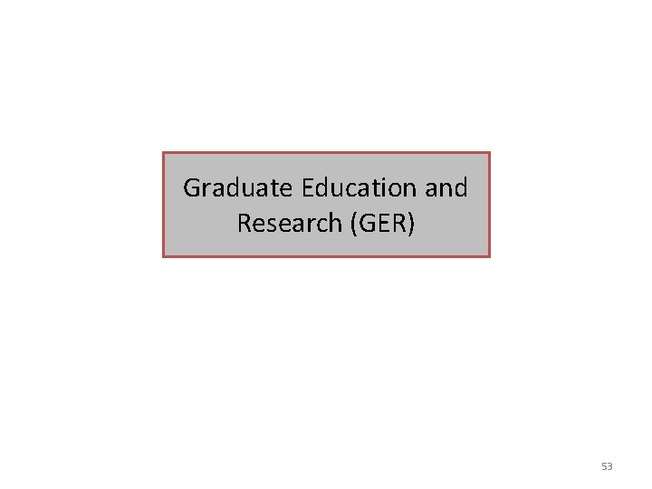 Graduate Education and Research (GER) 53 