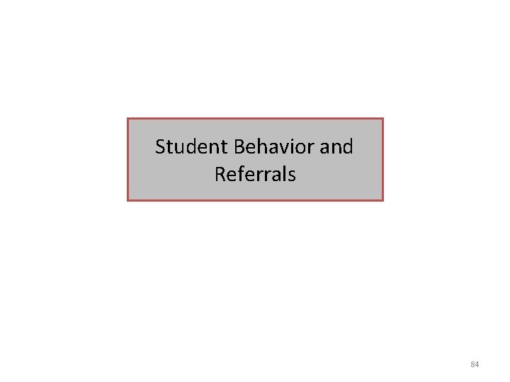 Student Behavior and Referrals 84 