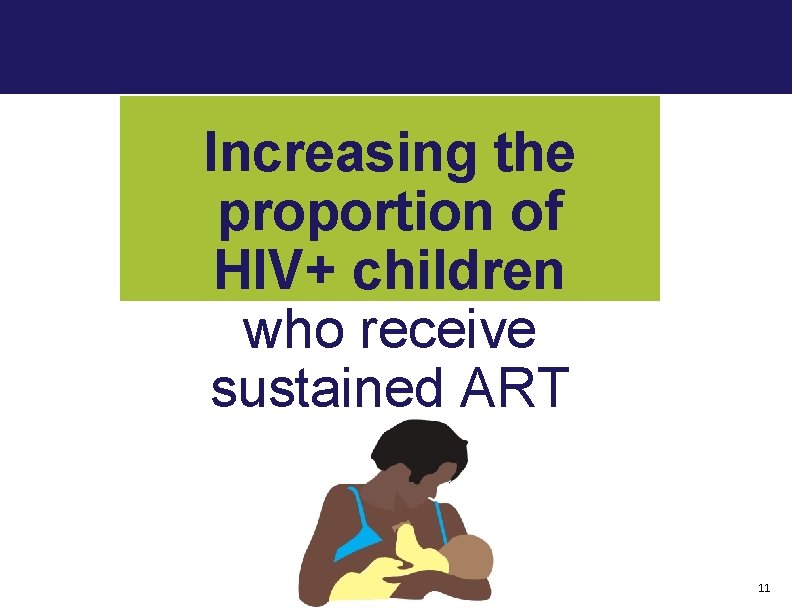 Increasing the proportion of HIV+ children who receive sustained ART 11 