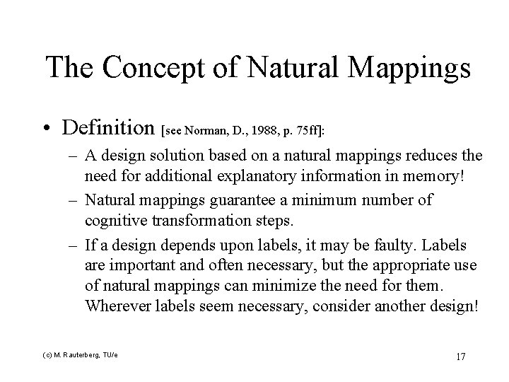 The Concept of Natural Mappings • Definition [see Norman, D. , 1988, p. 75