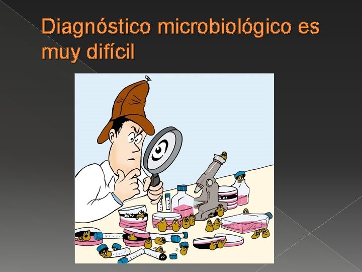 Diagnóstico microbiológico es muy difícil 