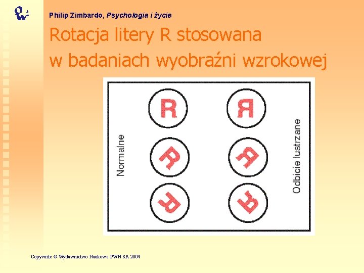 Philip Zimbardo, Psychologia i życie Rotacja litery R stosowana w badaniach wyobraźni wzrokowej Copywrite