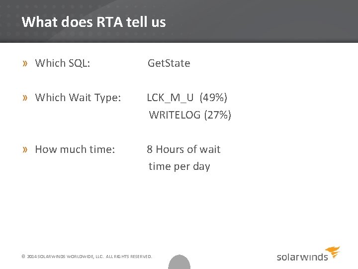 What does RTA tell us » Which SQL: Get. State » Which Wait Type: