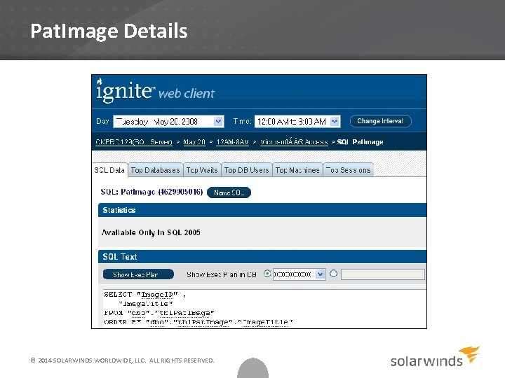 Pat. Image Details © 2014 SOLARWINDS WORLDWIDE, LLC. ALL RIGHTS RESERVED. 