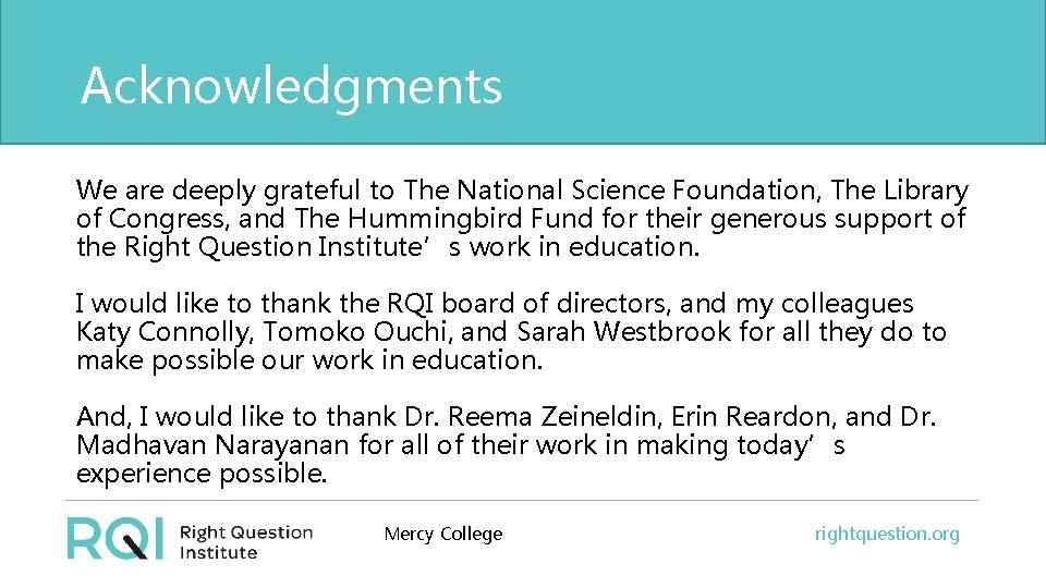 Acknowledgments We are deeply grateful to The National Science Foundation, The Library of Congress,