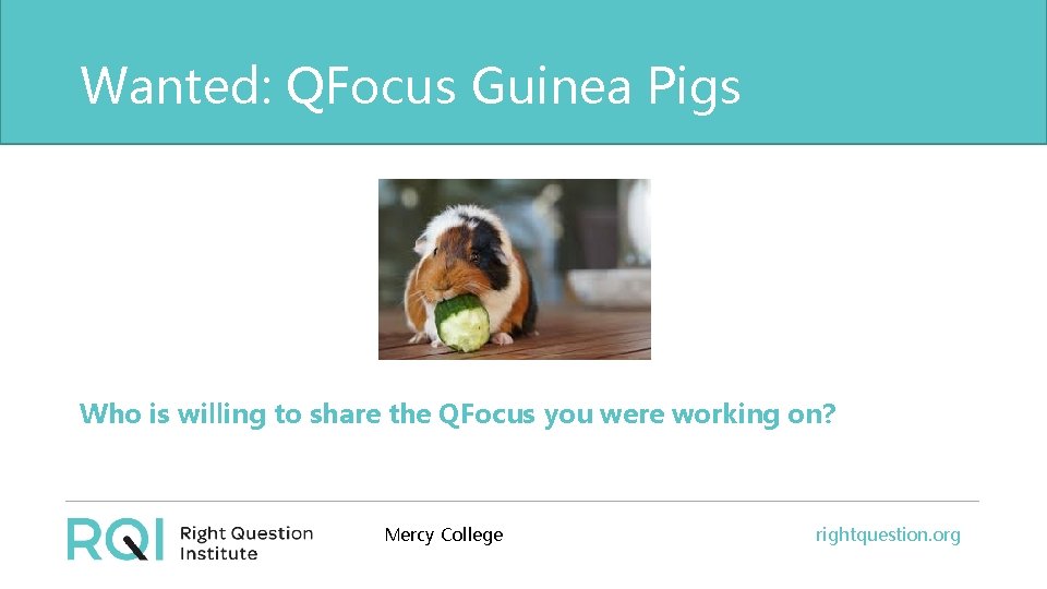 Wanted: QFocus Guinea Pigs Who is willing to share the QFocus you were working