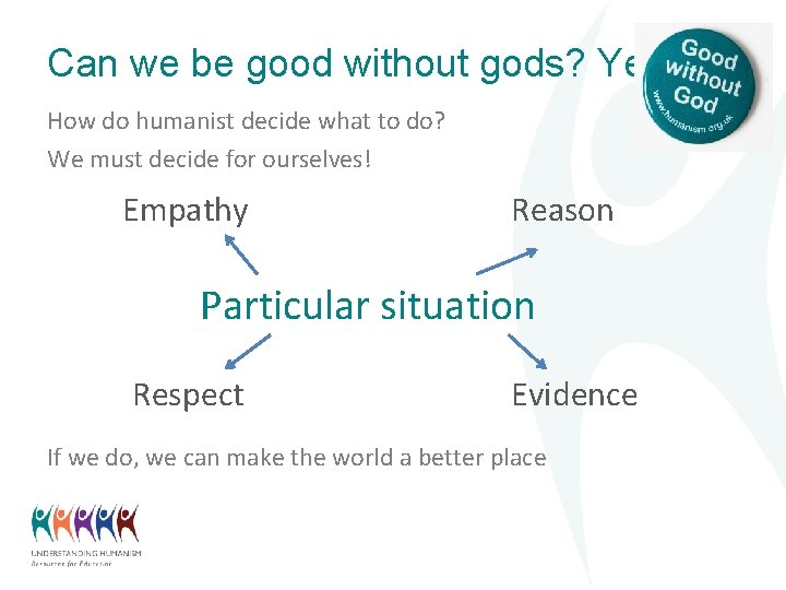 Can we be good without gods? Yes! How do humanist decide what to do?