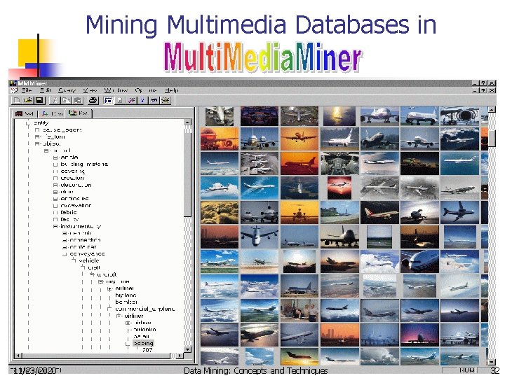 Mining Multimedia Databases in 11/23/2020 Data Mining: Concepts and Techniques 32 