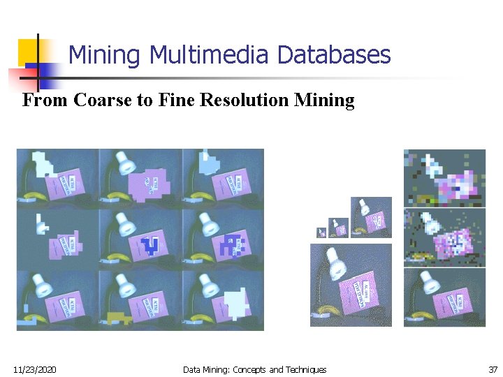 Mining Multimedia Databases From Coarse to Fine Resolution Mining 11/23/2020 Data Mining: Concepts and