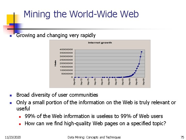 Mining the World-Wide Web n n n Growing and changing very rapidly Broad diversity