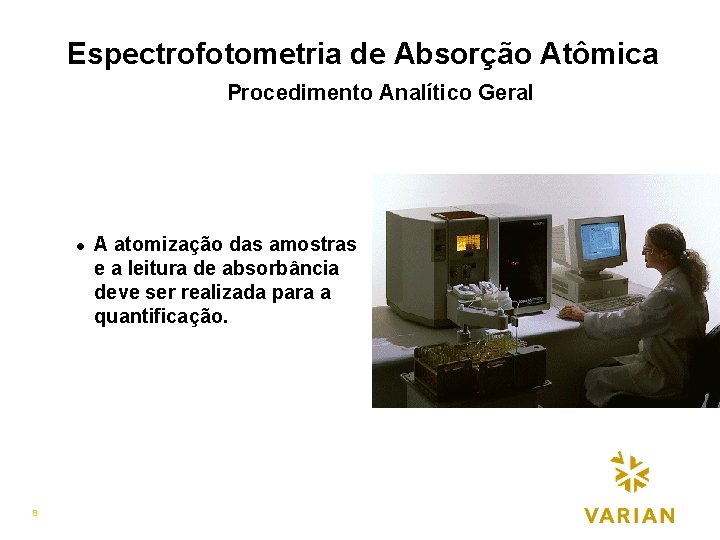 Espectrofotometria de Absorção Atômica Procedimento Analítico Geral l 8 A atomização das amostras e
