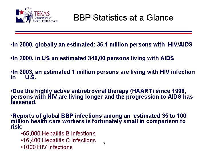 BBP Statistics at a Glance • In 2000, globally an estimated: 36. 1 million