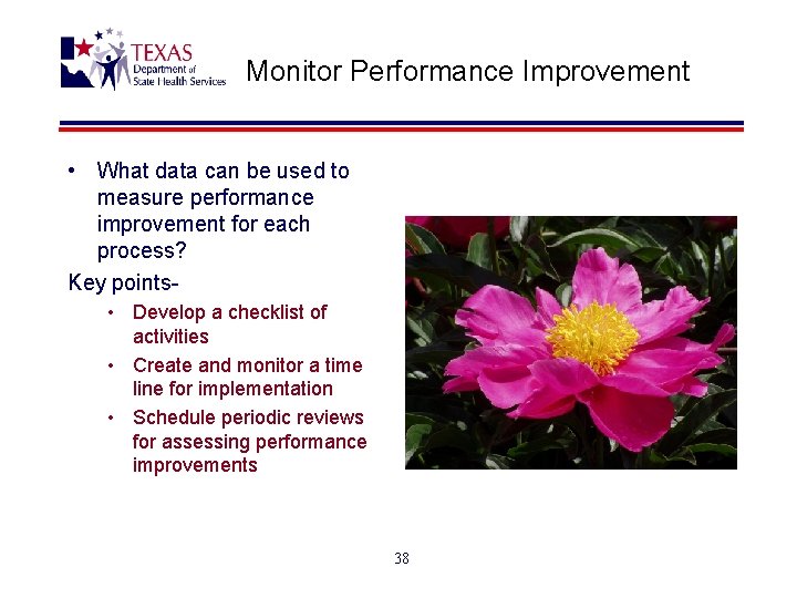 Monitor Performance Improvement • What data can be used to measure performance improvement for