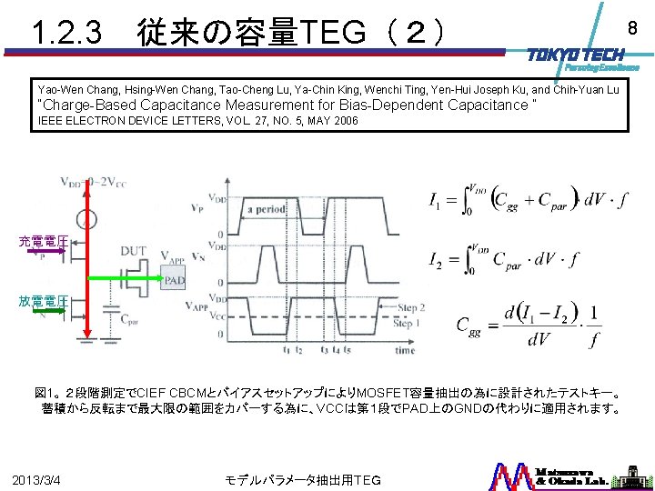 1. 2. 3　従来の容量TEG（２） Yao-Wen Chang, Hsing-Wen Chang, Tao-Cheng Lu, Ya-Chin King, Wenchi Ting, Yen-Hui