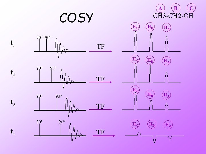 COSY t 1 t 2 HC HB HA 90º 90º TF 90º t 4