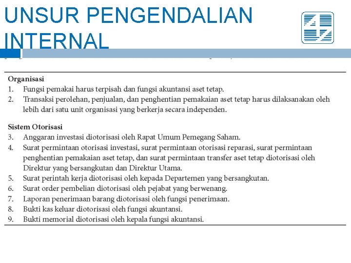 UNSUR PENGENDALIAN INTERNAL 