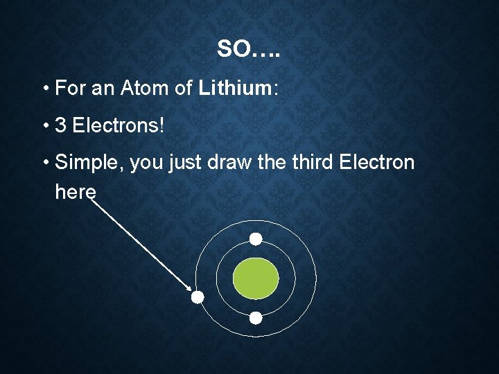 SO…. • For an Atom of Lithium: • 3 Electrons! • Simple, you just