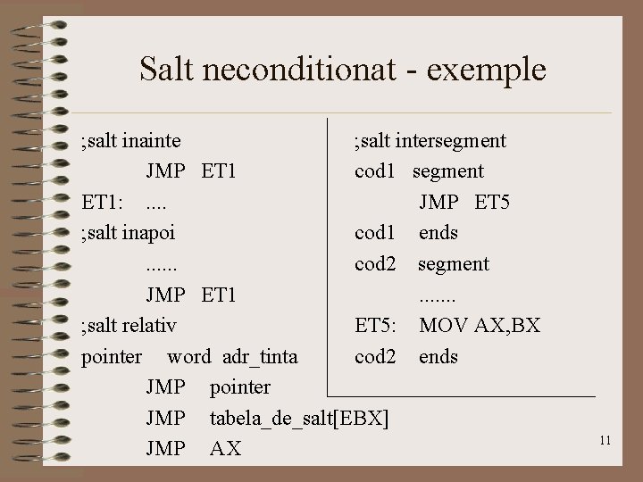 Salt neconditionat - exemple ; salt inainte ; salt intersegment JMP ET 1 cod