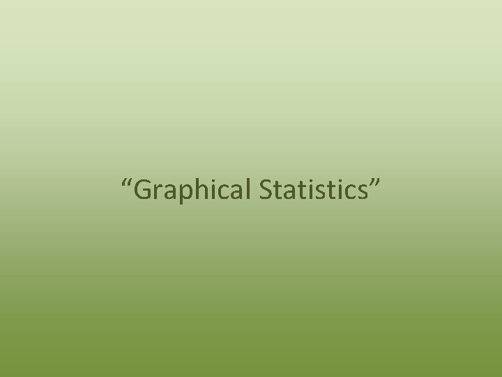 “Graphical Statistics” 