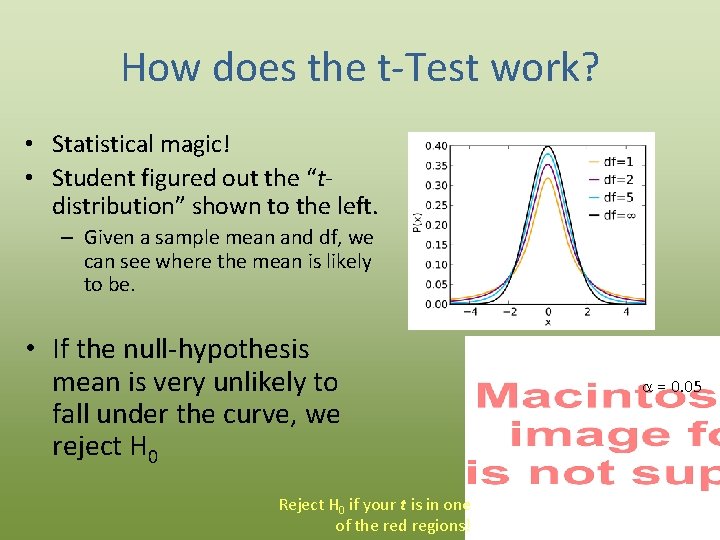 How does the t-Test work? • Statistical magic! • Student figured out the “tdistribution”
