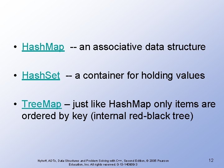  • Hash. Map -- an associative data structure • Hash. Set -- a