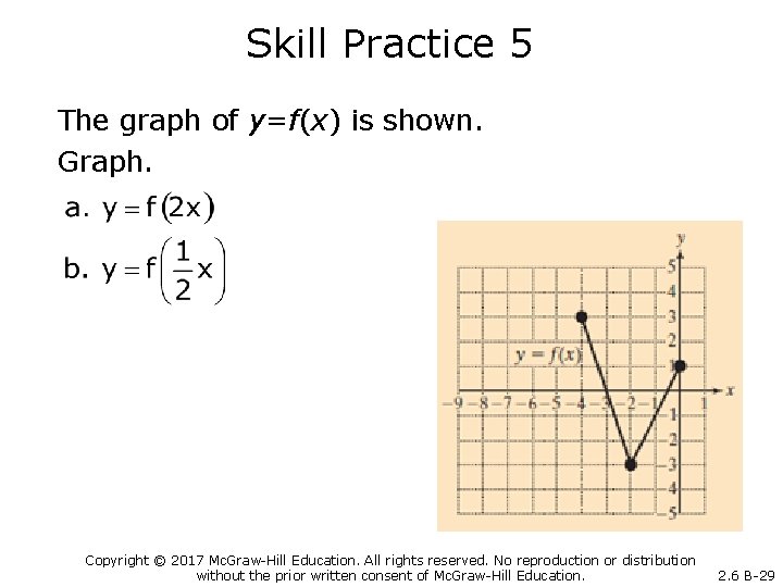 Skill Practice 5 The graph of y=f(x) is shown. Graph. Copyright © 2017 Mc.