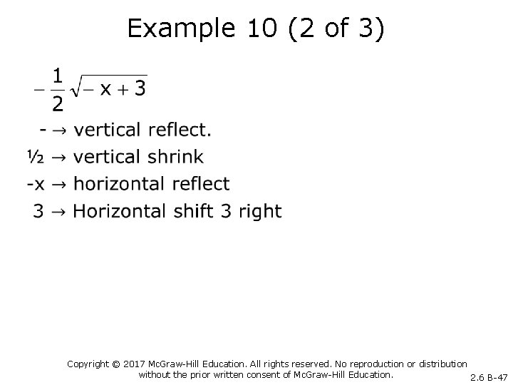 Example 10 (2 of 3) • Copyright © 2017 Mc. Graw-Hill Education. All rights