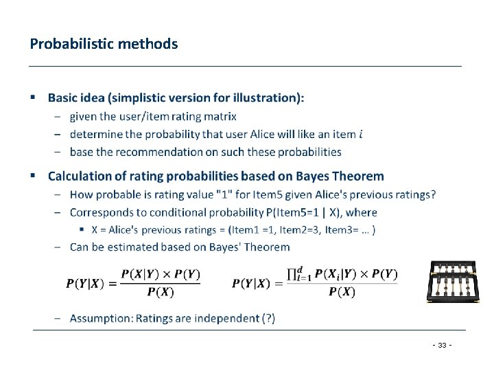 Probabilistic methods • - 33 - 