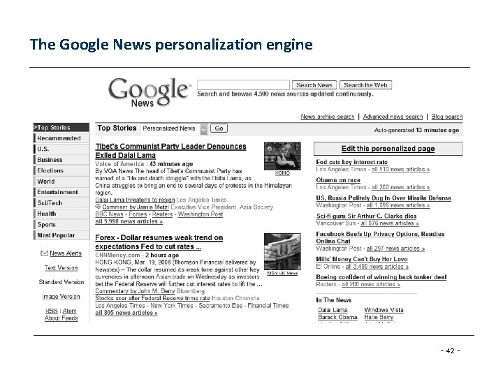 The Google News personalization engine - 42 - 