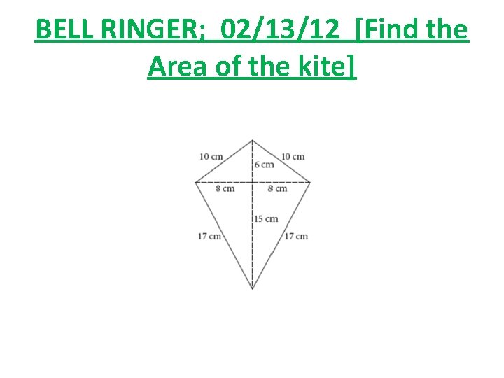 BELL RINGER; 02/13/12 [Find the Area of the kite] 