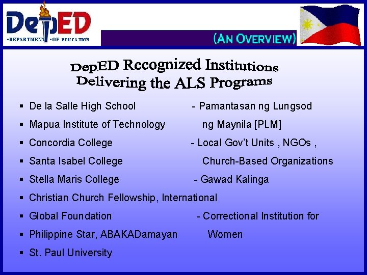 §DEPARTMENT §OF EDUCATION § De la Salle High School § Mapua Institute of Technology