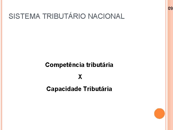 09/ SISTEMA TRIBUTÁRIO NACIONAL Competência tributária X Capacidade Tributária 