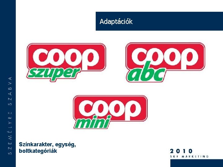 Adaptációk Színkarakter, egység, boltkategóriák 