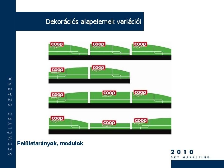 Dekorációs alapelemek variációi Felületarányok, modulok 
