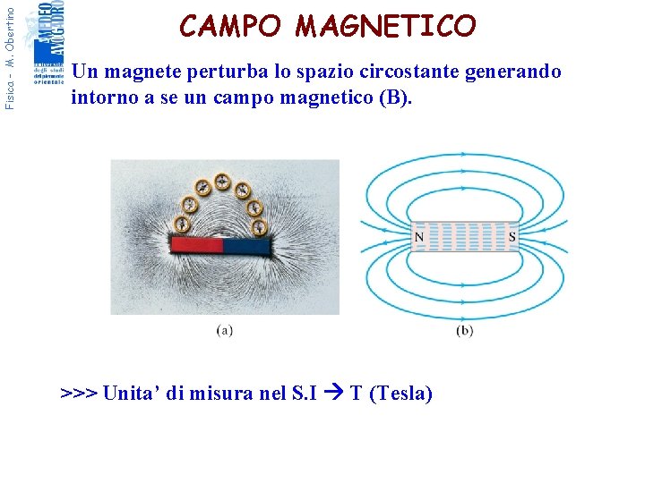 Fisica - M. Obertino CAMPO MAGNETICO Un magnete perturba lo spazio circostante generando intorno