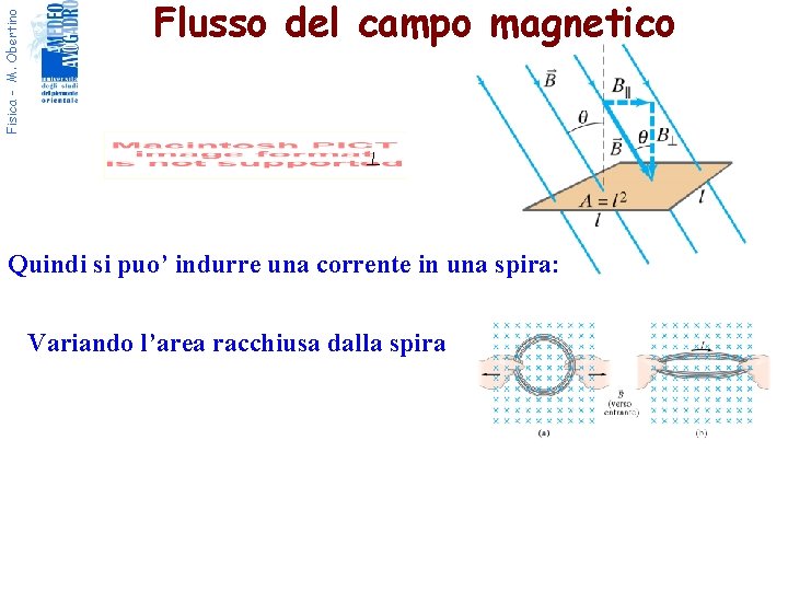 Fisica - M. Obertino Flusso del campo magnetico Quindi si puo’ indurre una corrente