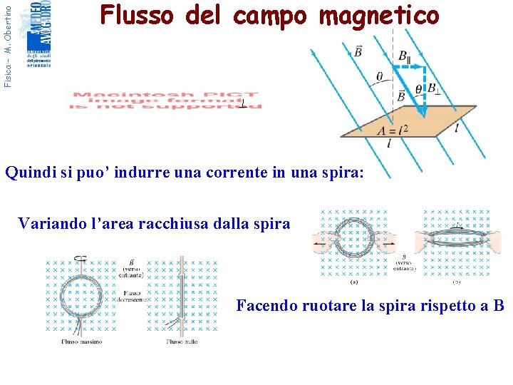 Fisica - M. Obertino Flusso del campo magnetico Quindi si puo’ indurre una corrente