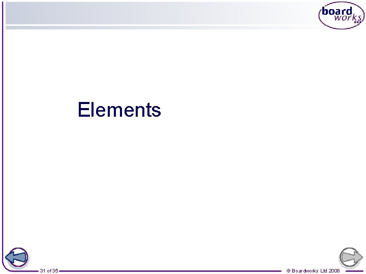 Elements 31 of 35 © Boardworks Ltd 2008 