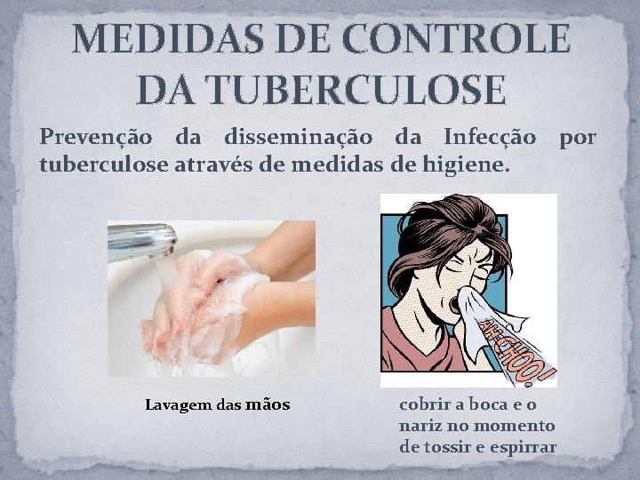 MEDIDAS DE CONTROLE DA TUBERCULOSE Prevenção da disseminação da Infecção por tuberculose através de