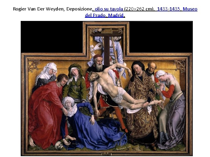 Rogier Van Der Weyden, Deposizione, olio su tavola (220× 262 cm), 1433 -1435, Museo