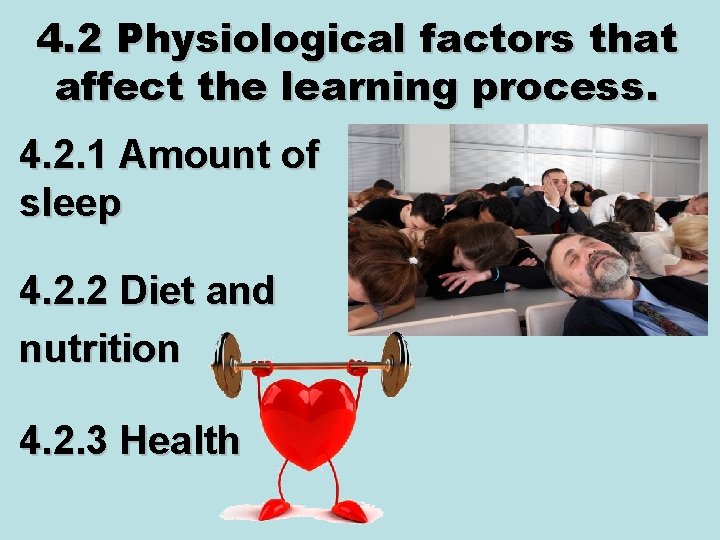 4. 2 Physiological factors that affect the learning process. 4. 2. 1 Amount of