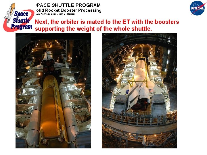 SPACE SHUTTLE PROGRAM Solid Rocket Booster Processing NASA Kennedy Space Center, Florida Next, the