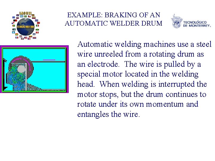 EXAMPLE: BRAKING OF AN AUTOMATIC WELDER DRUM Automatic welding machines use a steel wire