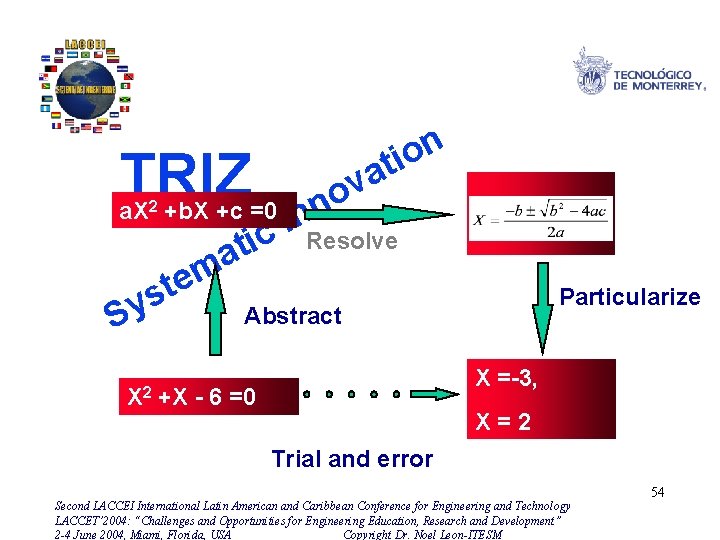 TRIZ a. X 2 +b. X +c =0 c i t ma e t