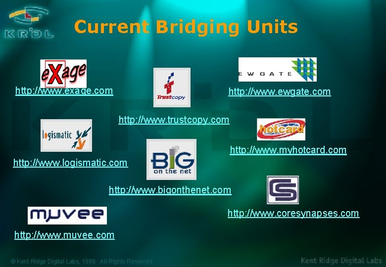 Current Bridging Units http: //www. exage. com http: //www. ewgate. com http: //www. trustcopy.